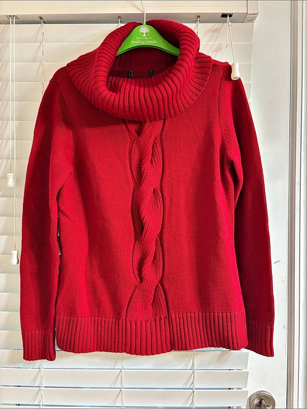 Ralph Lauren Red Cable Knit Cowl Neck Sweater Like New size Small